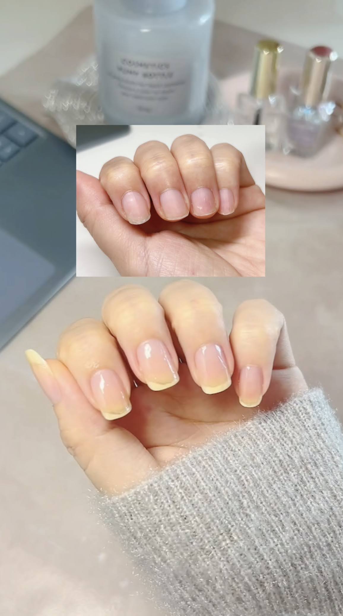 テラコッタカラーのフットネイル